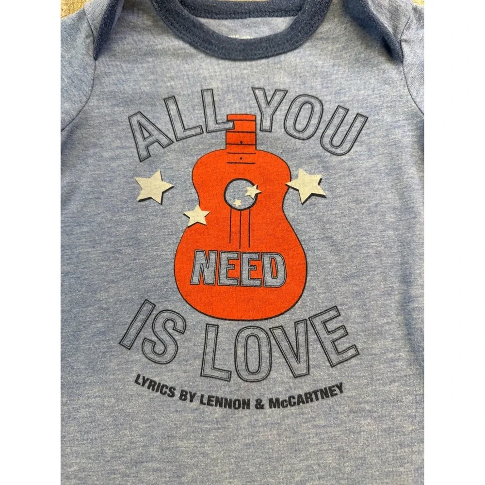 LENNON & MCCARTNEY Baby 'All You Need Is Love' Blue Graphic Onesie 18 Months